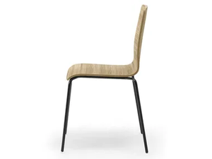 ZEROSEDICI WOOD - Stackable wood veneer chair with linking device - Chair by Leyform