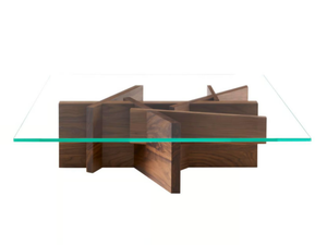 ASHERA - Low square wood and glass coffee table - Coffee table by Ligne Roset