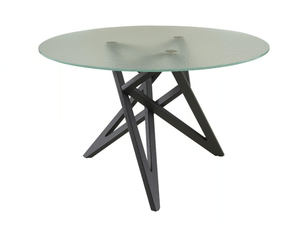 ENNÉA - Round table with wooden base and glass top - Table by Ligne Roset