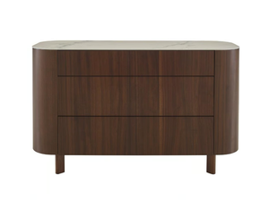 PARABOLE - Chest of drawers in walnut with marble effect stoneware top - drawer by Ligne Roset