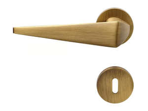 KOMFORT - Contemporary style brass door handle on rose with lock - Finishes accessories by LINEA CALI'