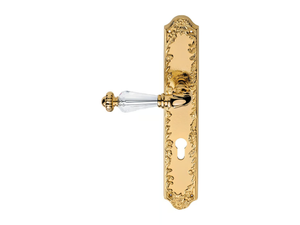 NINFA CRYSTAL - Classic style brass door handle with Swarovski® Crystals on back plate - Finishes accessories by LINEA CALI'
