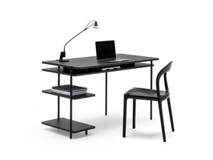 AERO D - Rectangular wooden writing desk with bookcase - Desk by Living Divani