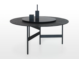 NOTES - Round glass and steel table - Table by Living Divani