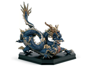 GREAT DRAGON BLUE ENAMEL - Porcelain decorative object - Styling by Lladró