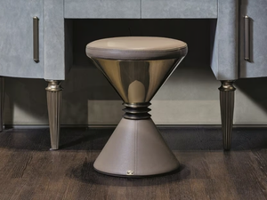 ANGIE - Round leather pouf - Pouf by Longhi