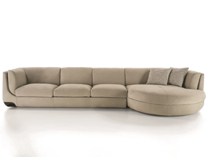 BRAVERY - Leather and fabric sofa with chaise longue - Sofa by Longhi