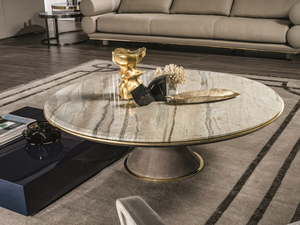 GEHRY - Round marble coffee table - Coffee table by Longhi