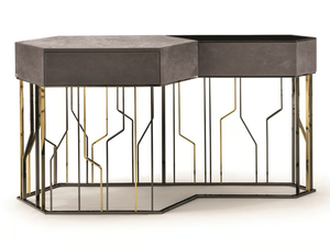 GINZA EVO - Leather console table with drawers - Console by Longhi