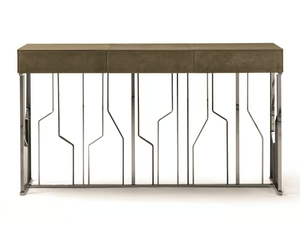 GINZA EVO - Rectangular leather console table with drawers - Console by Longhi