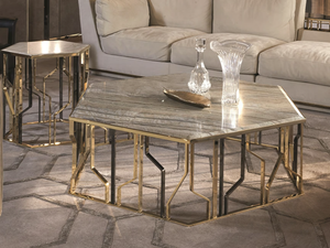 GINZA - Hexagonal marble coffee table - Coffee table by Longhi