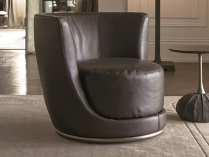 LAURENT - Swivel leather armchair - Armchair by Longhi