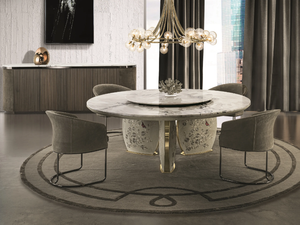 LOTUS - Round marble table with Lazy Susan - Table by Longhi