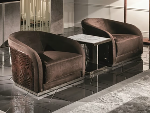 PEARL - Leather armchair with armrests - Armchair by Longhi
