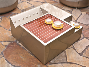 ROADSTER - Square garden side table with tray - Styling by Longhi