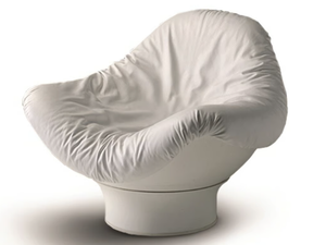 RODICA - Swivel Dacron® armchair with footstool - Armchair by Longhi