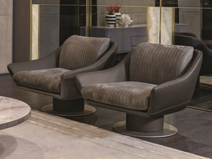 SOL - Swivel armchair with armrests - Armchair by Longhi