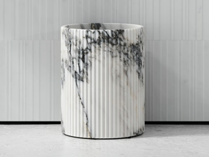 BIJOUX - Arabescato marble bathroom waste bin - Sanitary accessories by LUSSO