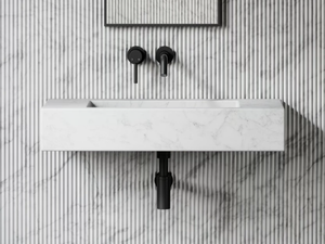 CAPRI - Wall-mounted rectangular Carrara marble washbasin - Washbasin by LUSSO