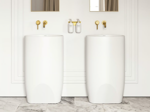 COCOON - Freestanding oval Resin Stone washbasin with overflow - Washbasin by LUSSO