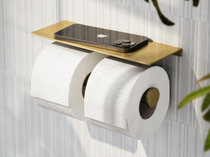 DEKA - Double stainless steel toilet roll holder with shelf - Toilet seat by LUSSO