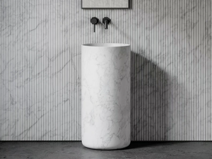 DESIGNO - Freestanding round Carrara marble washbasin - Washbasin by LUSSO