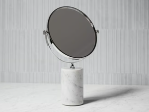 ELERA - Double-sided round Carrara marble mirror - Accessories by LUSSO