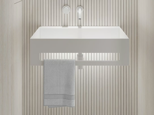 ETHOS FLOW - Wall-mounted Resin Stone washbasin with towel rail - Washbasin by LUSSO