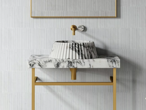 LAMP - Countertop round Arabescato marble washbasin - Washbasin by LUSSO