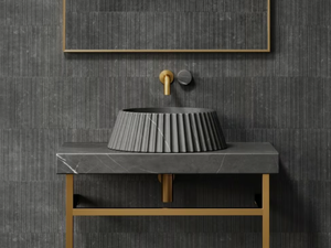 LAMP - Countertop round Pietra Grey marble washbasin - Washbasin by LUSSO