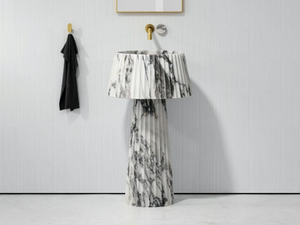 LAMP - Freestanding round Arabescato marble washbasin - Washbasin by LUSSO