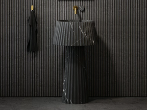 LAMP - Freestanding round Pietra Grey marble washbasin - Washbasin by LUSSO