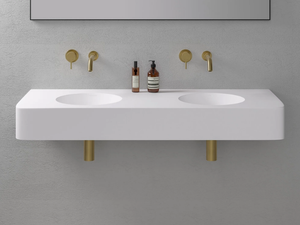 LANOSA - Wall-mounted double Resin Stone washbasin - Washbasin by LUSSO
