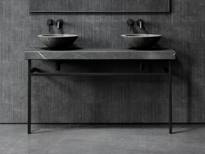 LOMAZZO - Double Pietra Grey marble washbasin countertop - Washbasin by LUSSO