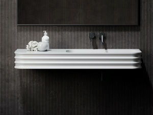MADDOX - Wall-mounted single rectangular Resin Stone washbasin - Washbasin by LUSSO