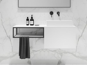 MODUS - Wall-mounted wooden vanity unit with drawers - Washbasin cabinet by LUSSO