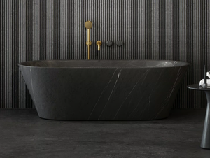 MUSE - Freestanding oval Pietra Grey marble bathtub - Bathtub by LUSSO