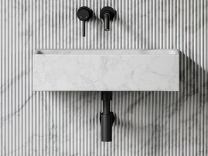 QUADRA - Rectangular single Carrara marble washbasin - Washbasin by LUSSO