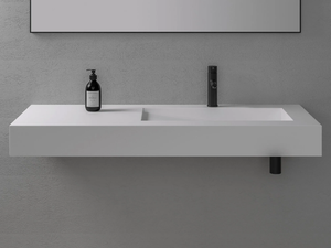 SLOPE - Wall-mounted single rectangular Resin Stone washbasin - Washbasin by LUSSO