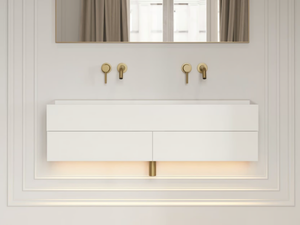 THINN - Double Resin Stone vanity unit with integrated washbasin - Washbasin cabinet by LUSSO