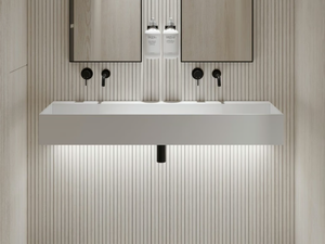 THINN - Wall-mounted double Resin Stone washbasin - Washbasin by LUSSO