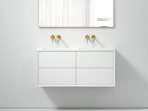 VOLINI - Double wooden vanity unit with integrated washbasin - Washbasin cabinet by LUSSO