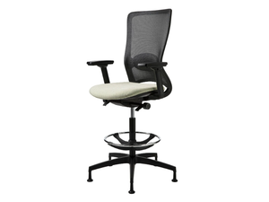 POP - Height-adjustable mesh office stool with 5-Spoke base with footrest - Stool by Luxy