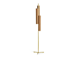 BLACK NOTE TRIPLET - Handmade wood veneer and metal floor lamp - Floor lamp by LZF