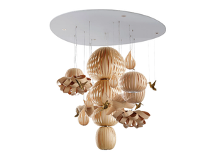 CANDELABRO - Handmade wood veneer pendant lamp - Ceiling lamp by LZF