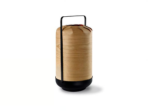 MINI-CHOU - Wood veneer and metal table lamp / lantern - Outdoor lighting by LZF