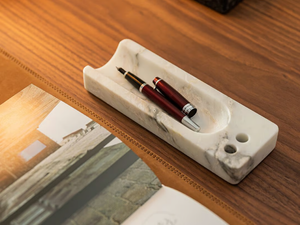 HALF PIPE ARABESCATO - Arabescato marble pen holder - Accessories by Maami Home