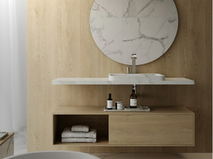 MOLOKAI - Estremoz marble washbasin with wooden drawers - Washbasin by Maami Home