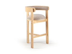 MOULIN - High stool with oak structure and fabric padding - Stool by Mambo Unlimited Ideas