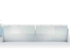 BEAUTY TOUCH - Reception desk in glossy white lacquered wood and glass - Desk by Manerba